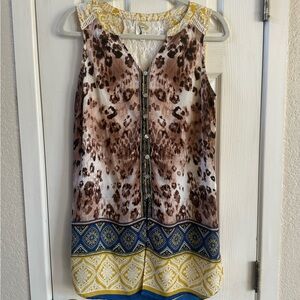 Fig and Flower Lace Top with Yellow Accents